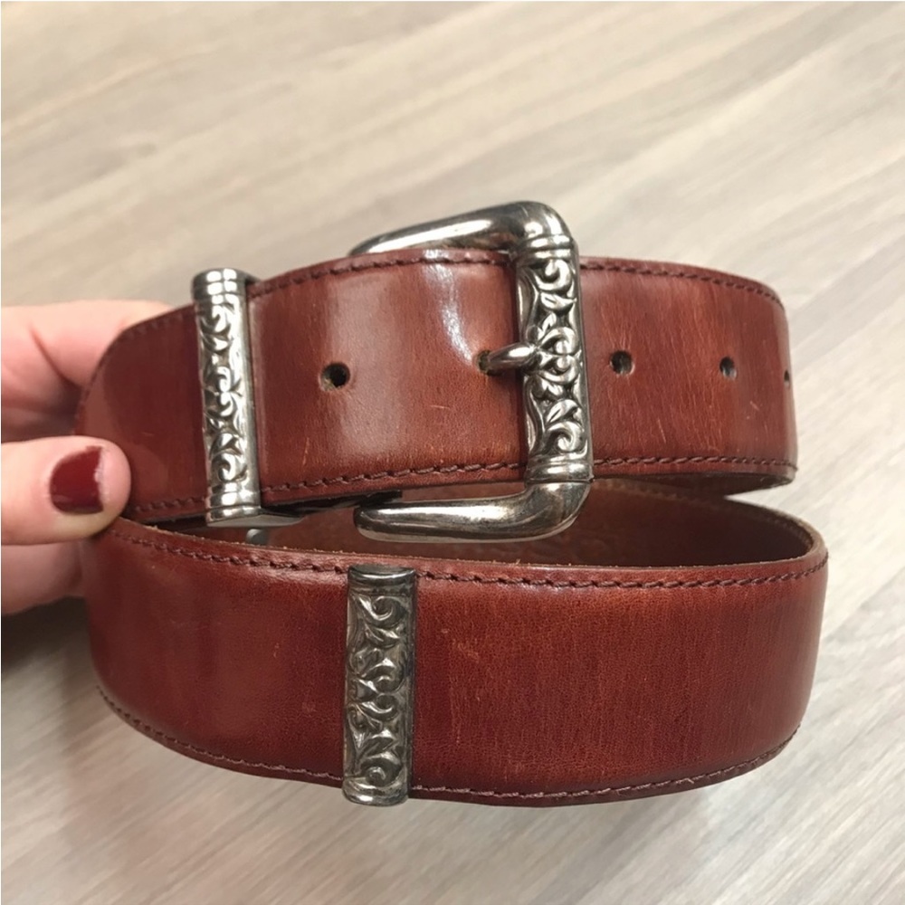 Vintage Fossil Brown Leather Western Belt